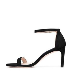 Stuart Weitzman Black Suede Strappy Heels 4.5” Heel Size 8.5